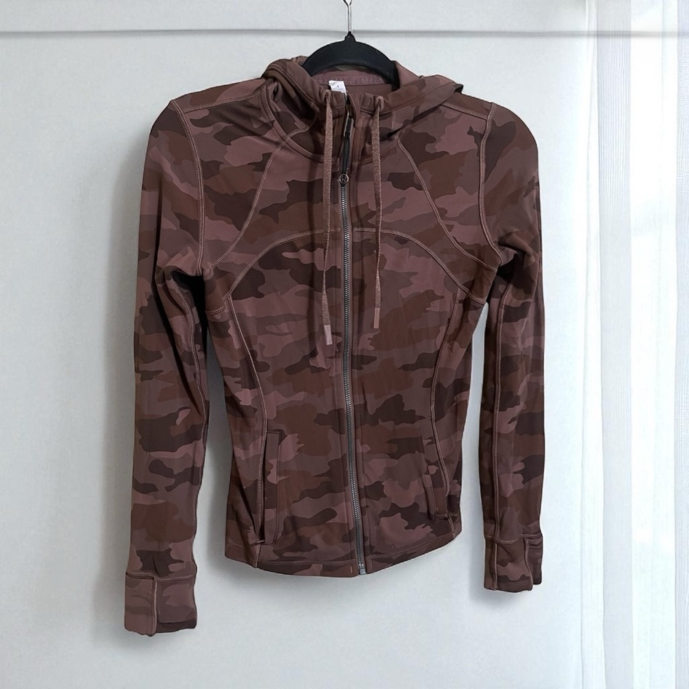 Lululemon Hooded Define Zip Up Jacket Nulu Camo Roasted Brown Multi Size 6